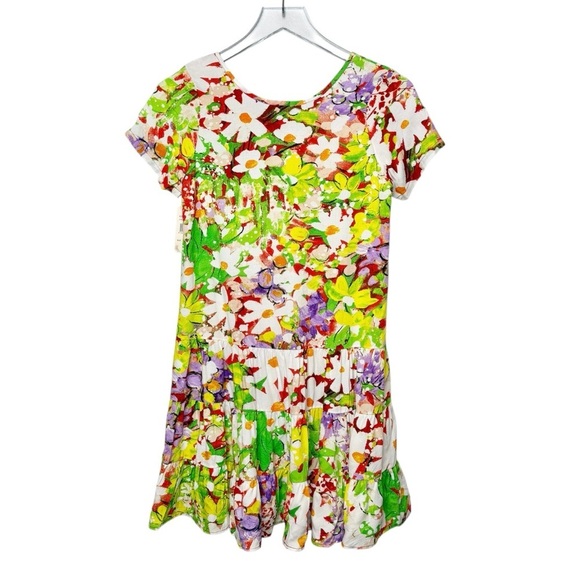NEW Jams World Daisy Patch Floral Girls Scoop Neck Tiered Dress Sz Large - Picture 9 of 13